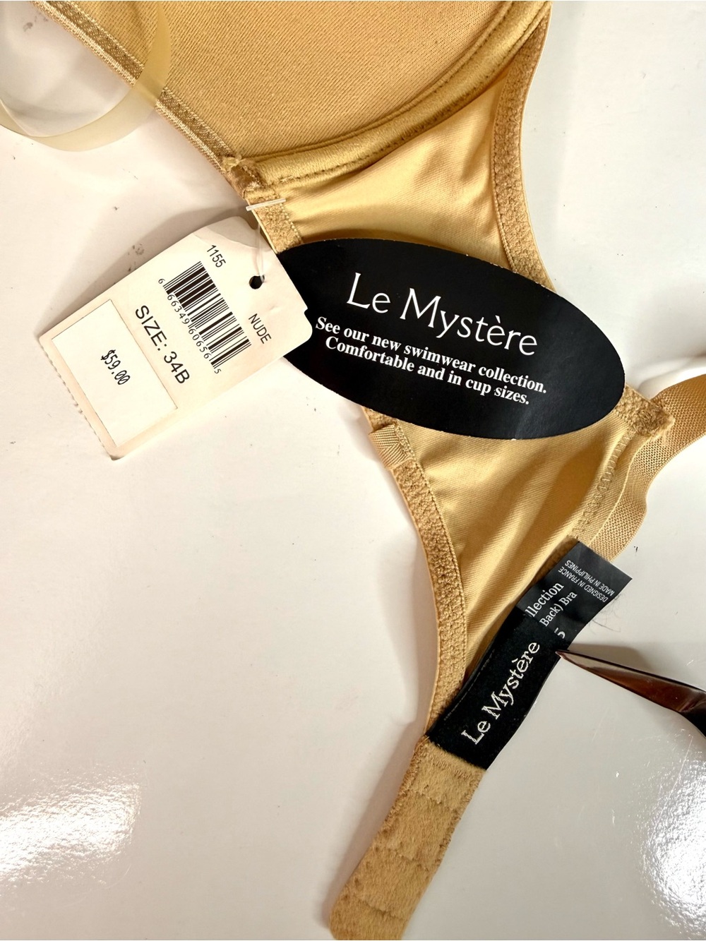 NWT LE MYSTERE ‘DOS NU’ 34B Style 1155 Nude Adjustable Convertible Straps Bra - Picture 11 of 12